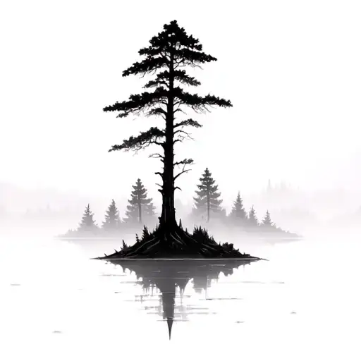 Dense Dark Forest Landscape Slightly Foggy