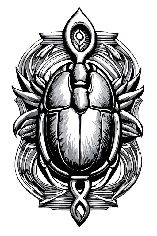 Ankh Scarab Surrounded