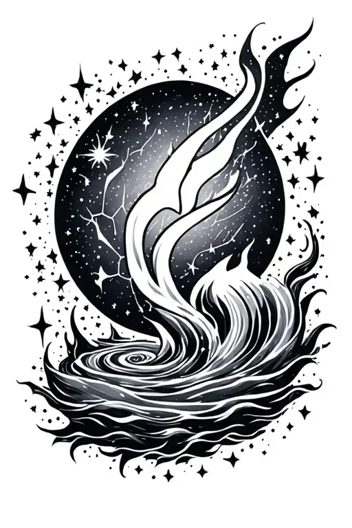 Fire And Water And Star Constellation Ursa Minor