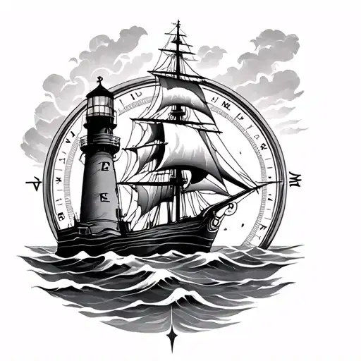 Ship Compass Lighthouse