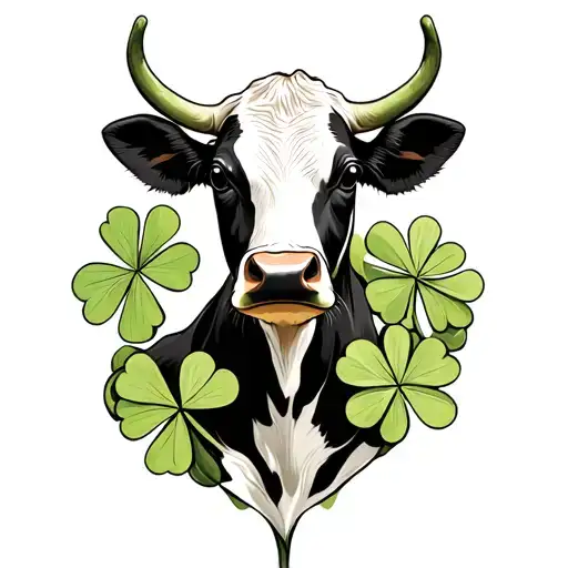 Dairy Cow With Frog And Clover