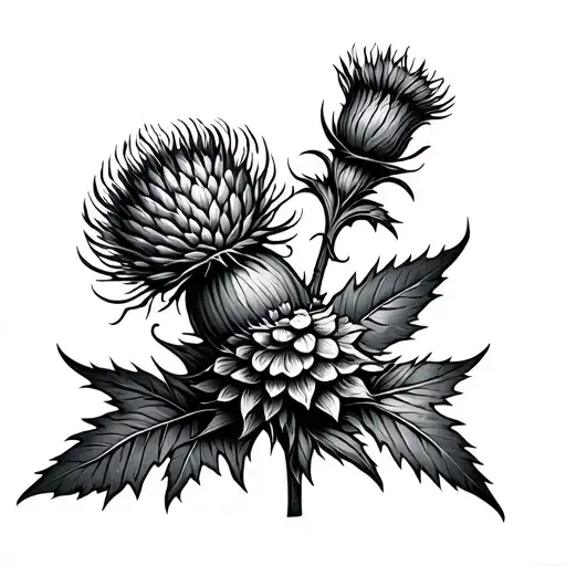 Ornamental Tattoo With Scottish Thistle