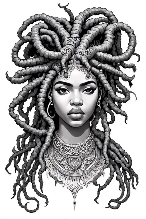 African Medusa With Dreadlocks