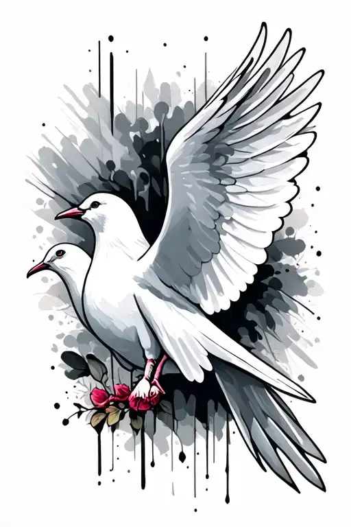 White Dove Tattoo Brushstroke Style Off Lane