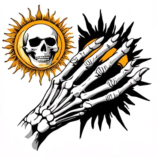 Skeleton Hand Holding Sun