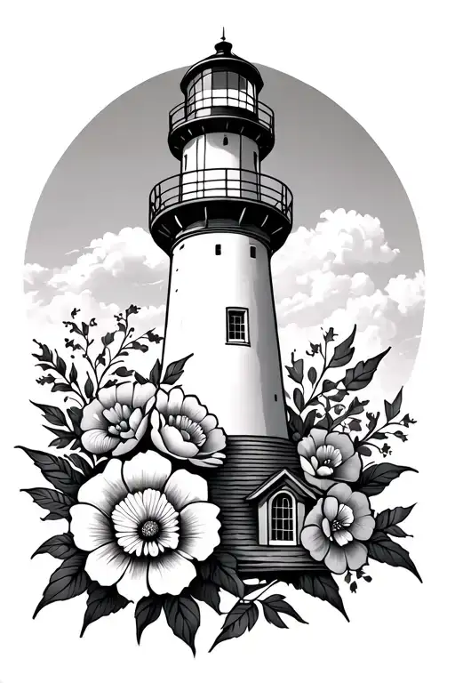 Lighthouse With Flowers Intertwined