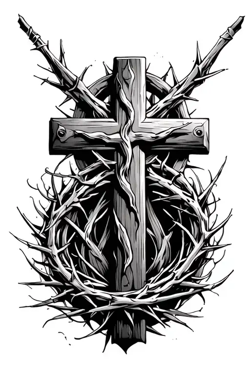 Cross With Crown Of Thorns