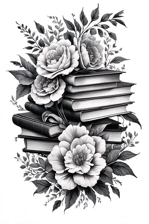 A Full Femanine Realism Floral Sleeve Including Books And Some Reference To Acotar