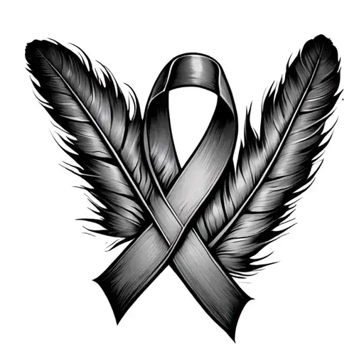 Cancer Ribbon Feather