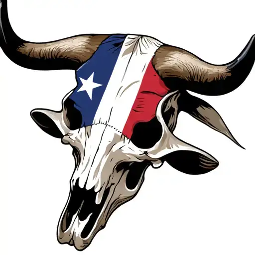 Longhorn Skull With Texas Flag