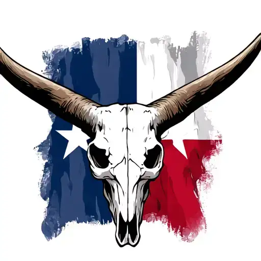 Longhorn Skull With Texas Flag