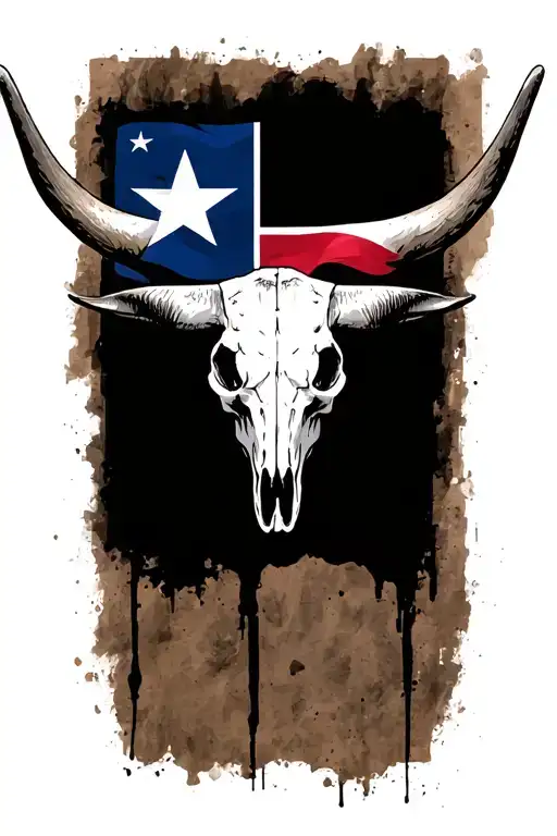 Longhorn Skull With Texas Flag