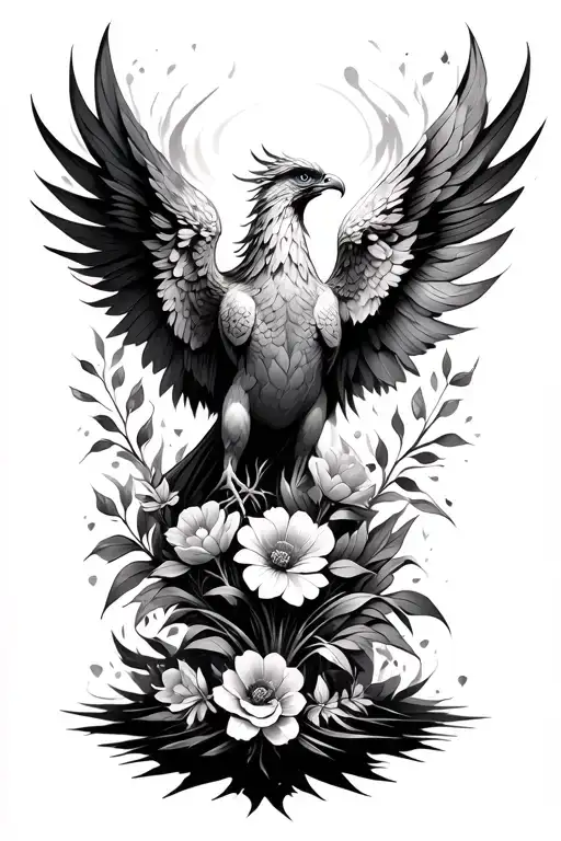 Phoenix Rising From Ashes Symbolizing Strength With Flowers And More Feminine Vibe