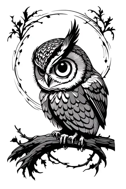 Owl With Third Eye Symbol Integrated