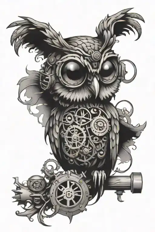 Owl With Steam Punk Rock Inspired