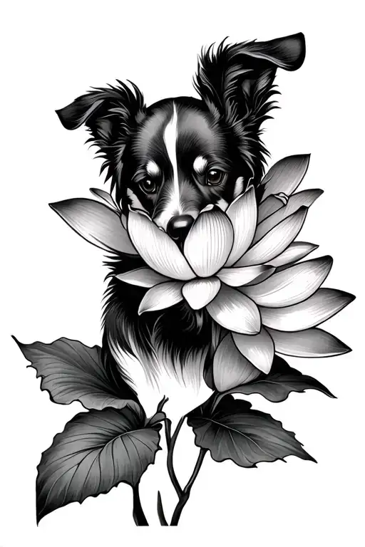 Poddle Dog And Lotus Flower