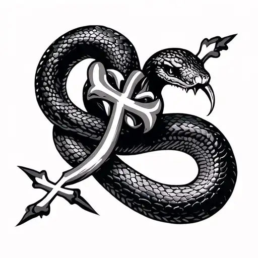 Snake With Irish Cross Intertwined