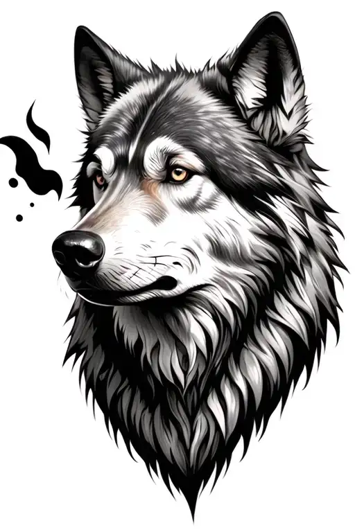 Hyper Realistic Intimidating Wolf Head Looking Forward