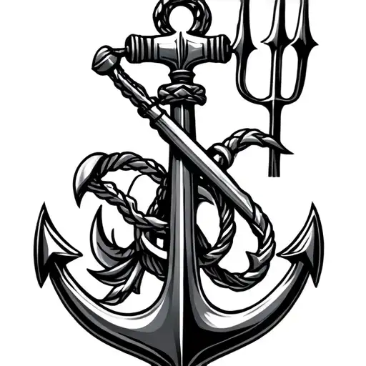 Navy Shellback With Anchor And Trident