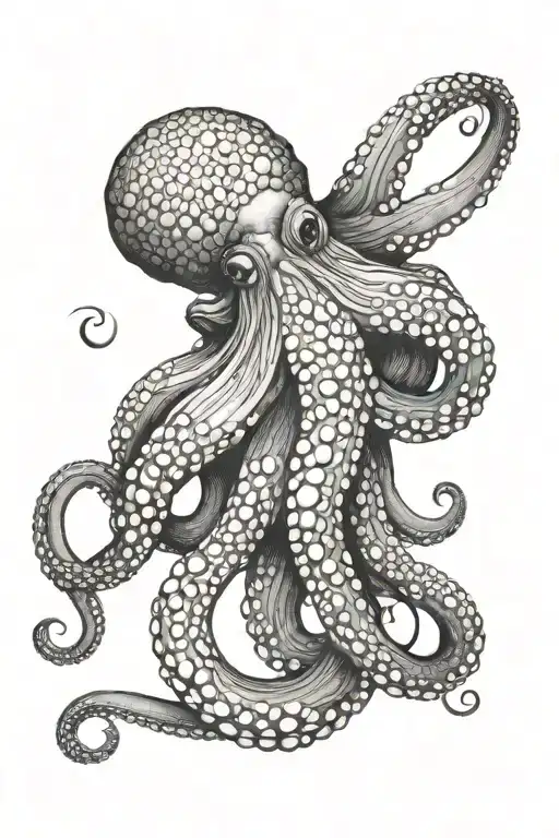Octopus Wrapped Round Calf Sized Tatto