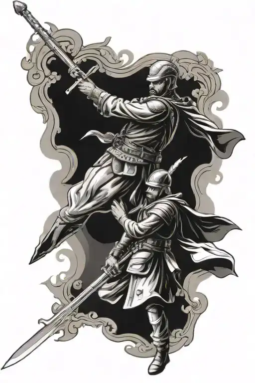 Ottoman Military Sword Battle Scene