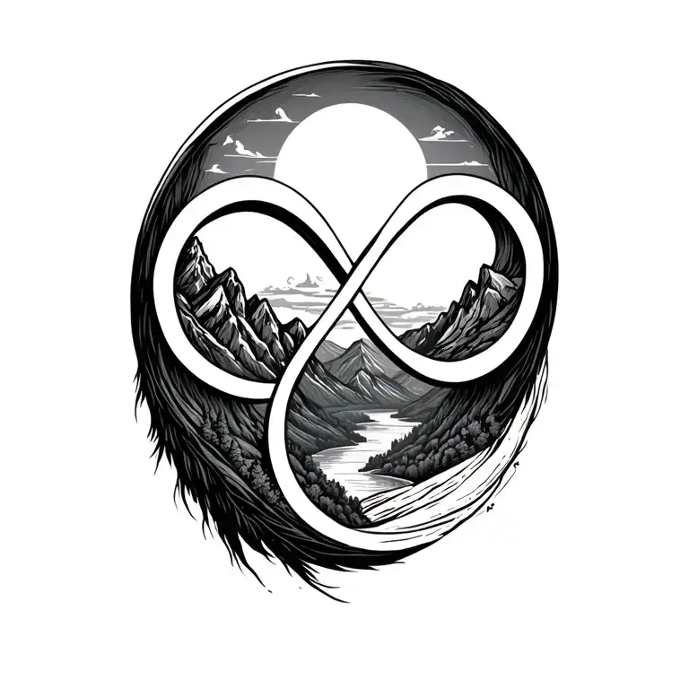 Infinity Sign With Shenandoah Valley In One Loop And Rocky Mountains In Other Loop