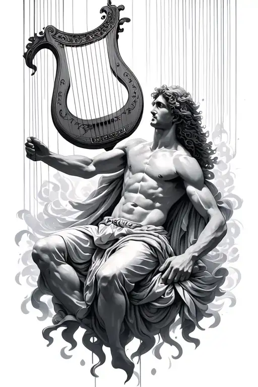 Orpheus With The Background Being The Strings From His Lyre