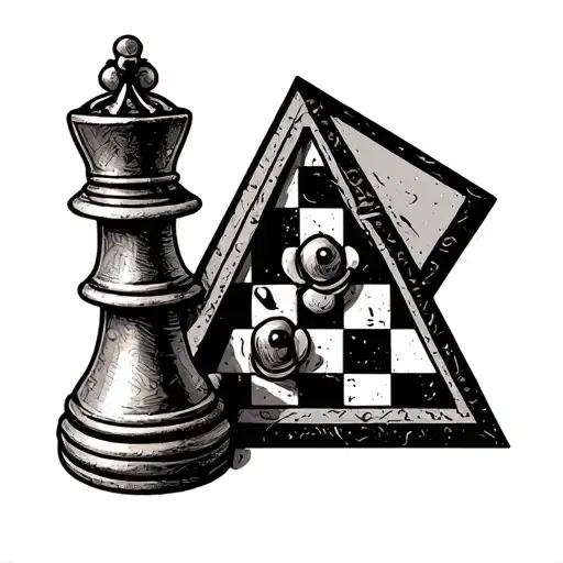 Knight Chess Piece And A Triangle Chess Board B B
