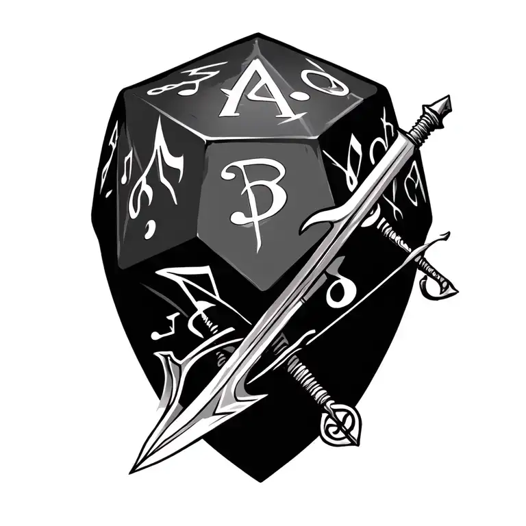 D20 With Lightning Crossbow And Rapier With Musical Notes