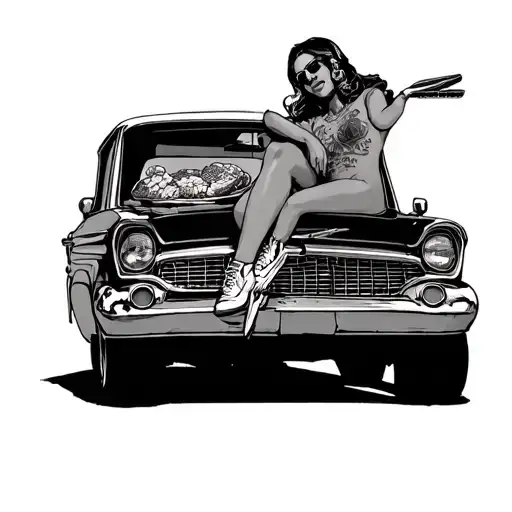 Person Sitting On A Car In Chicanos Girl Food