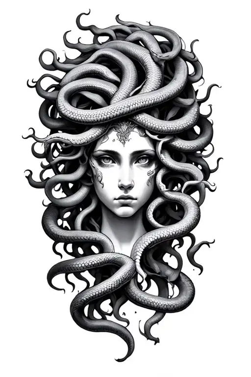 Medusa Head With Snakes As Hair