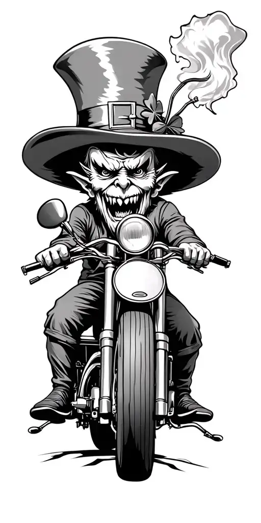 Evil Leprechaun Riding Motorcycle