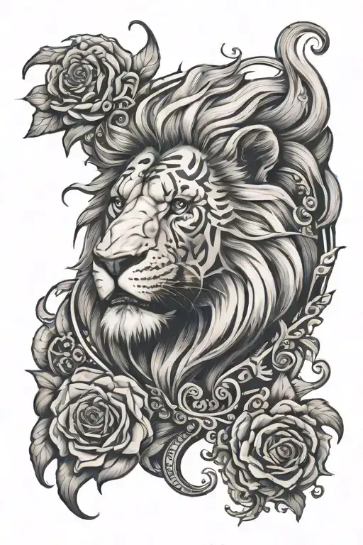 Lion And Joker Sleeve Tattoo Featuring