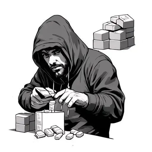 Criminal Guy With Hoodie Selling Drugs Ti Other Guy Behind Big Blocks East Europe Hood