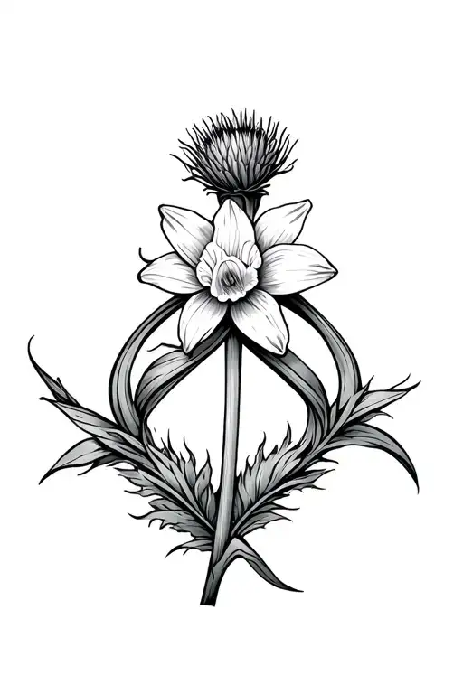 Welsh Daffodil And Scottish Thistle Intertwined Infinity Symbols