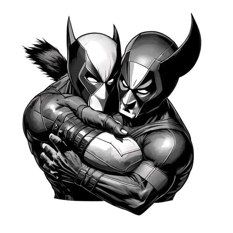 Wolverine Hugging Deadpool