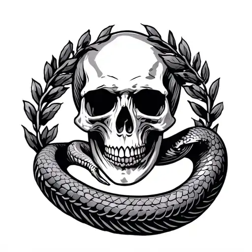 Skull Snake Laurel Wreath