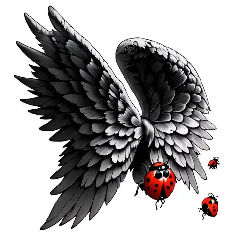Angel Wings With Ladybugs
