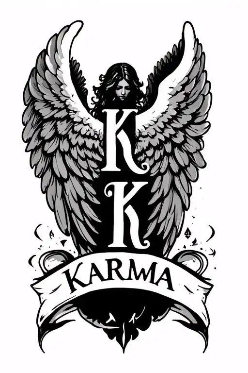 Karma In Letters With Angel Wings