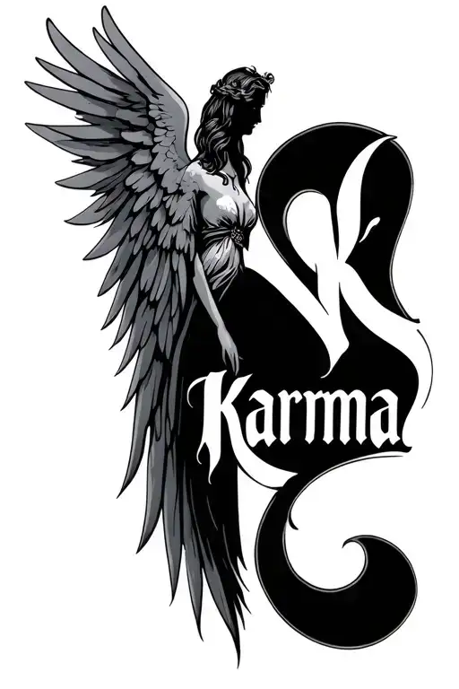 Karma In A More Formal Font With Angel Wings