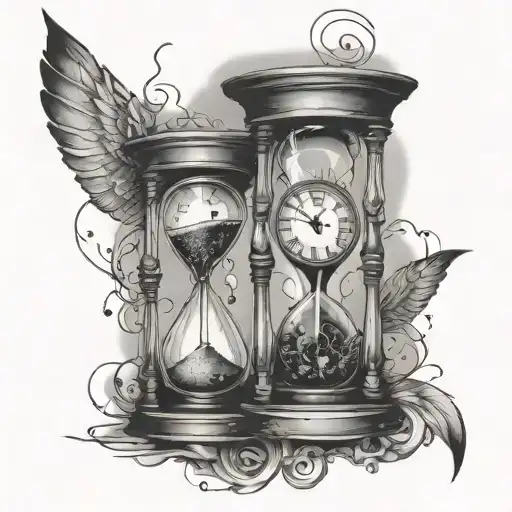 Broken Hourglass And Clock