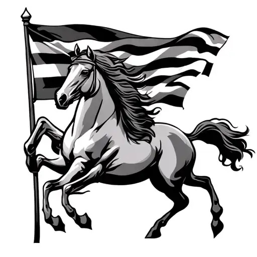Rearing Horse With Breton Flag