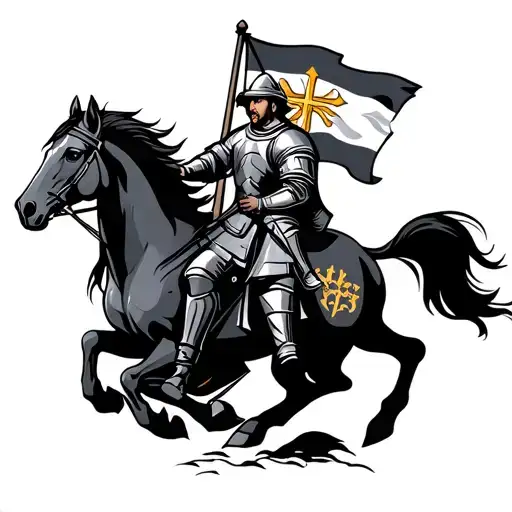 Rearing Horse With Knight And A Breton Flag