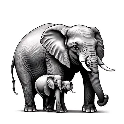 Momma Elephant With Babies