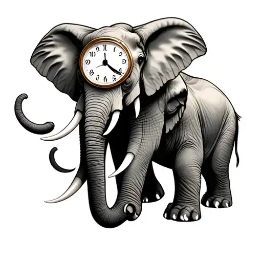 Elephants With Clock Inside Surrounded