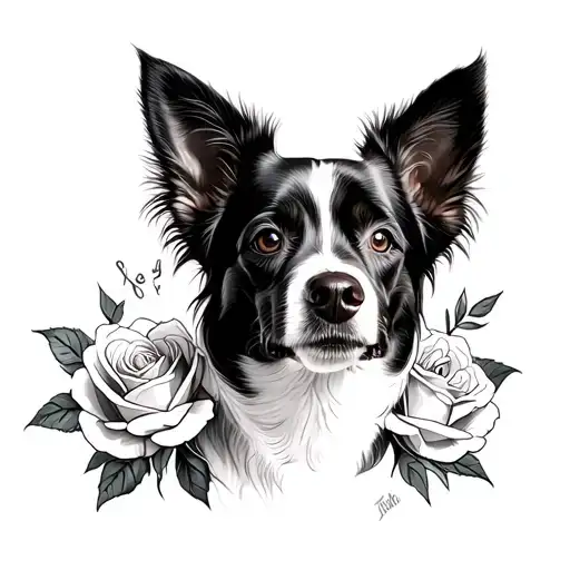Dog And Roses