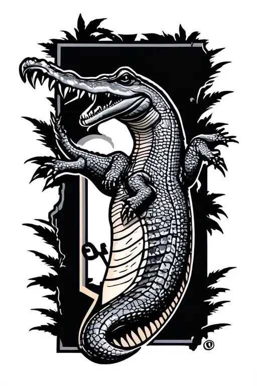 Florida State Outline With Alligator