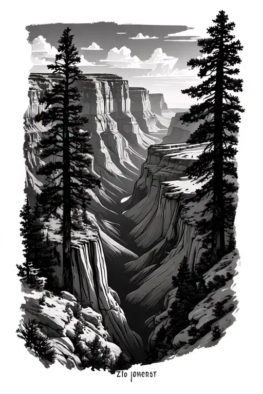 Zio National Park And Grand Canyon Black And Gray Forearm