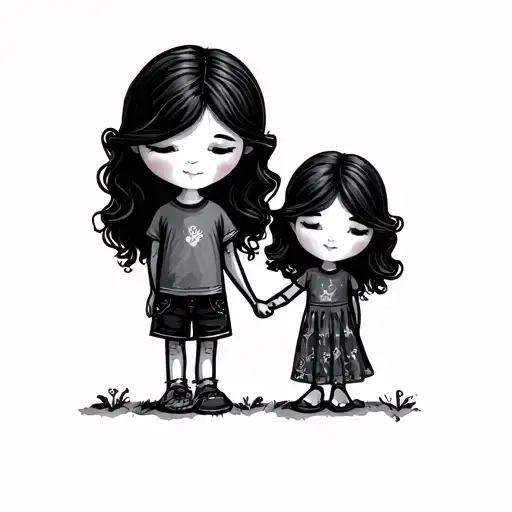 Father Daughters Holding Hands Holding