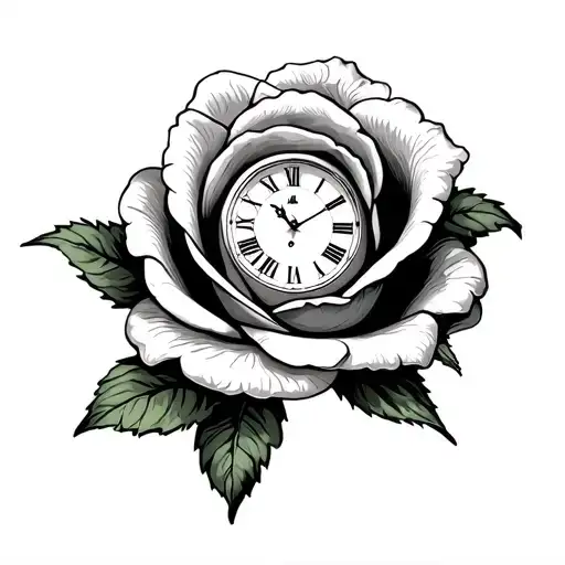A Bloomed Rose Made Of Money With The Time On It In Roman Numerals